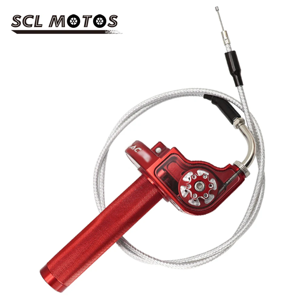 SCL MOTOS Motorcycle 22mm CNC Aluminum AC Quick Twist Gas Handle Throttle Grip Elbow Throttle Cable For Dirt Bike Motocross