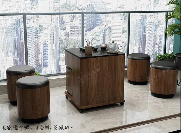 Mobile tea cart, home tea table, tea table, kungfu tea, automatic watering, tea balcony, tea table and chair combination