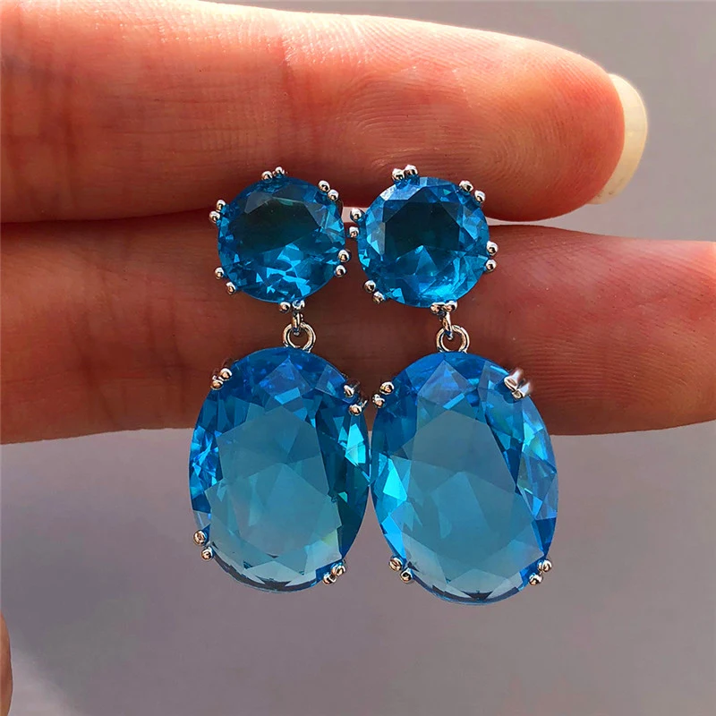 Huitan Simple and Elegant Design Women\'s Earrings 4 Colors Available Cubic Zirconia Dangle Earrings Female Fashion Accessories