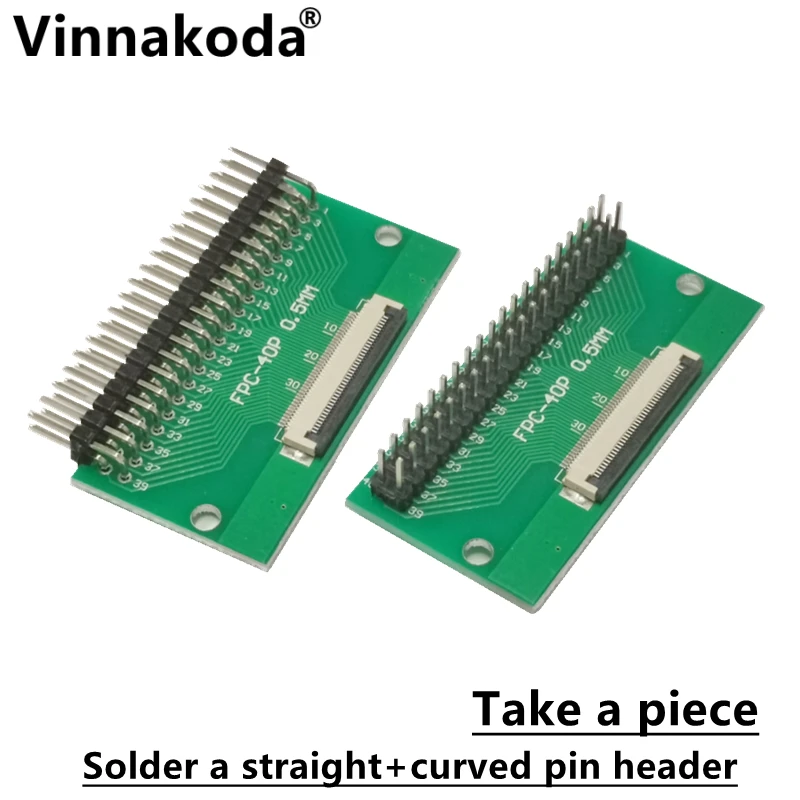 2PCS FFC/FPC adapter board 0.5MM-40P to 2.54MM welded 0.5MM-40P flip-top connector Welded straight and bent pin headers