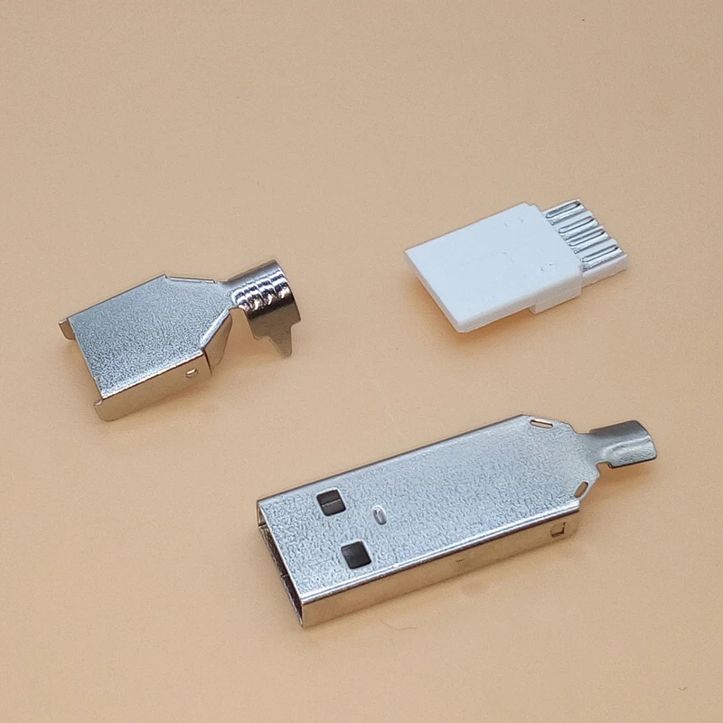 20PCS USB 2.0 Type A Welding Type Male Plug Nickel Plated Connectors usb-A Tail Socket 3 in 1 DIY Adapter