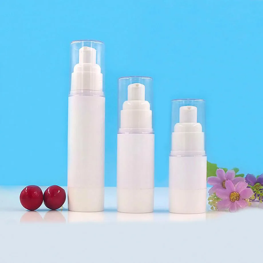 15ML white plastic airless bottle lotion/emulsion/eye serum/liquid foundation/whitening essence/sunscreen cosmetic packing