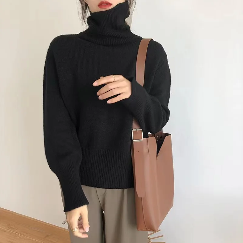 Autumn Winter Women Knitted Turtleneck Cashmere Sweater 2021 Casual Basic Pullover Jumper  Long Sleeve Loose Tops