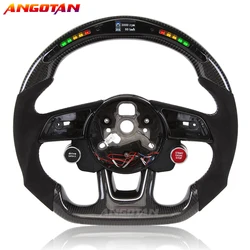 Itlay Alcantara Leather LED Carbon Fiber Sports Racing Car Steering Wheel Fit For Audi RS3 RS4 RS5 S3 S4 S5  06-12 12-16 17-20