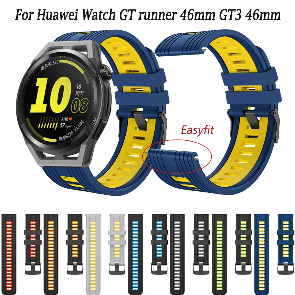 Soft 22mm Smart Watch Band For Huawei Watch GT Runner /GT 3 GT3 46mm/GT2 Straps Official 1:1 Silicone Bracelet Wrist Accessories