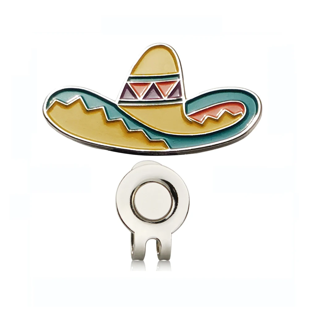 New cowboy hat golf ball marker colourful hat mark with magnetic cap clip golf hat lovely cap gift golf Zinc alloy products ads