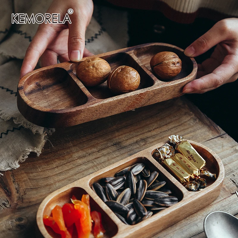 Acacia Wood Serving Tray Square Rectangle Breakfast Food Sushi Snack Bread Dessert Soy Sauce Plate Kitchen Dinner Seasoning Dish