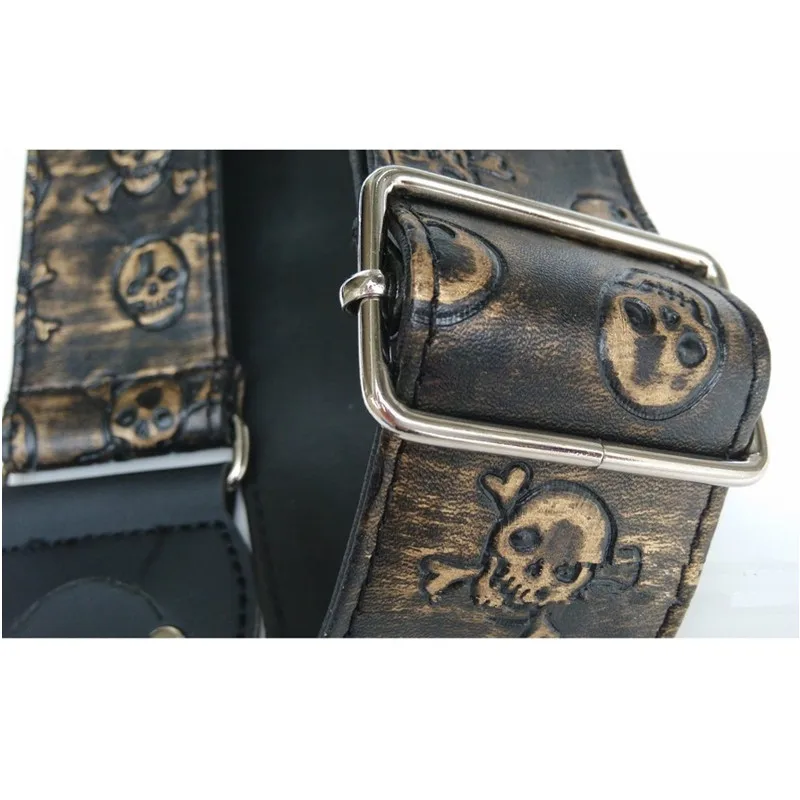 2 Stück/Set, goldfarbener Totenkopf-Gitarrengurt für Akustik- und E-Bass, Gitarrenzubehör, Ersatzteile, Musikinstrumente. – Detail 4