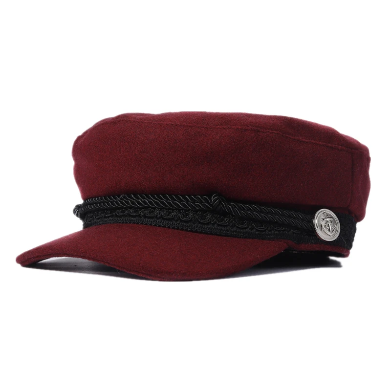 Women Men  Spring Autumn Sailor Hat Black Ladies Beret  Flat Top Captain Cap Travel  Fashion Octagonal