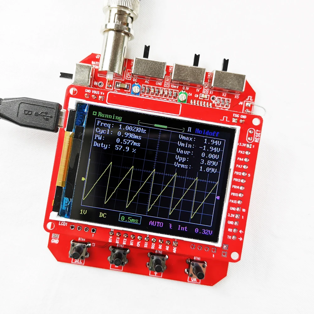 Handheld Digital Oscilloscope 2.4-inch TFT LCD Display with Alligator Probe Test Clip Electronic Beginner Learning Kit DIY Kit