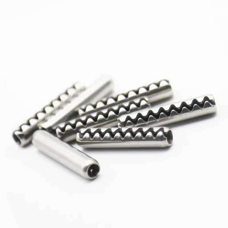 100 buah 304 Stainless Steel M1.0 / M1.2 / M1.4 / M1.5 / M1.6 pin silinder elastis bergigi JISB 2808 pin bulat berlubang Musim Semi