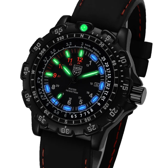 outdoor Army Sports Luminous tube Quartz Wrist Watches 50M waterproof Men Black Silicone Watch Clock Men\'s watch