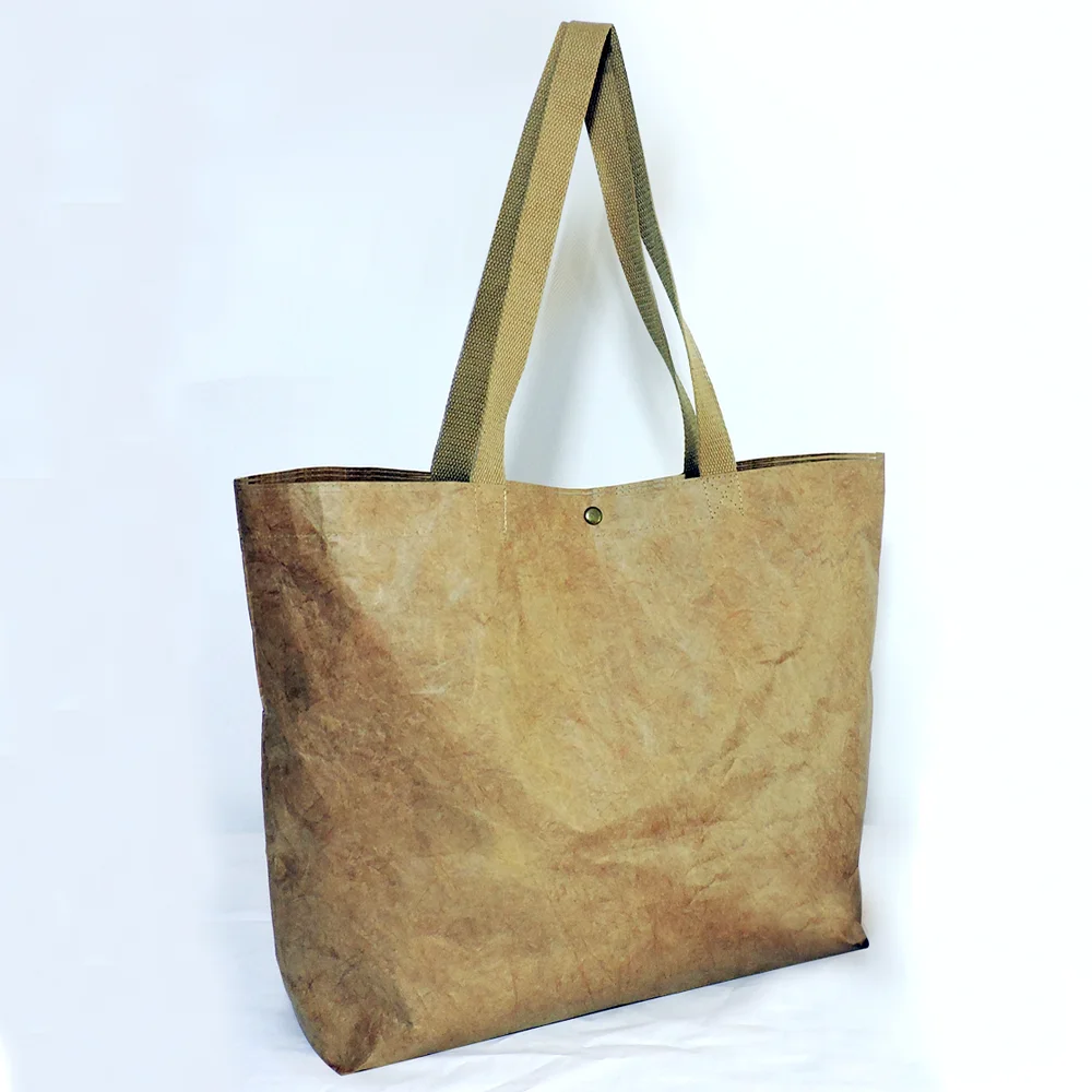 No. HTB-09 brown&black color waterproof DuPont paper bag women handbag brown paper& kraft paper shopping bag