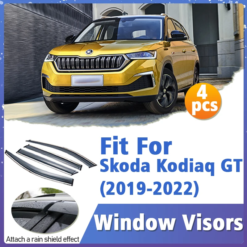 

Window Visor Guard for Skoda Kodiaq GT 2019-2022 Vent Cover Trim Awnings Shelters Protection Sun Rain Deflector Auto Accessories