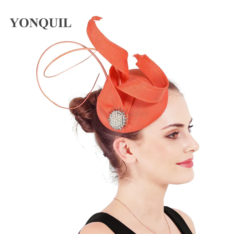 Frauen Frühling Licht Blau Fascinator Cocktail Hut Haarbänder Mesh Kopfstück Nachahmung Sinamay Mode Damen Elegante Zubehör – Detail 8