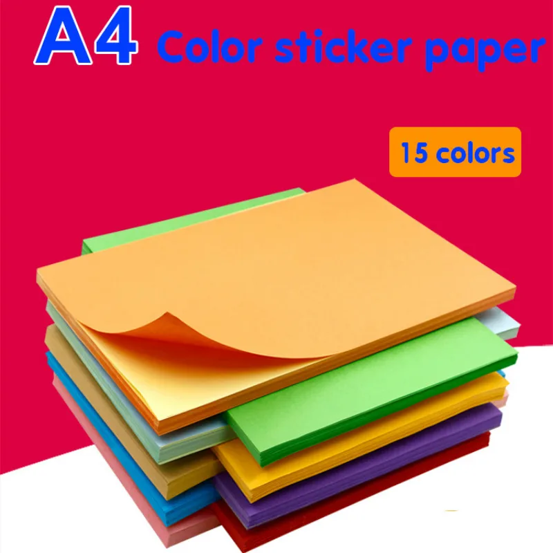 50 Sheets / Bag 80g A4 Cowhide Stickers Color Label Paper Laser Inkjet Printing Kindergarten Students Children Pattern DIY Paper