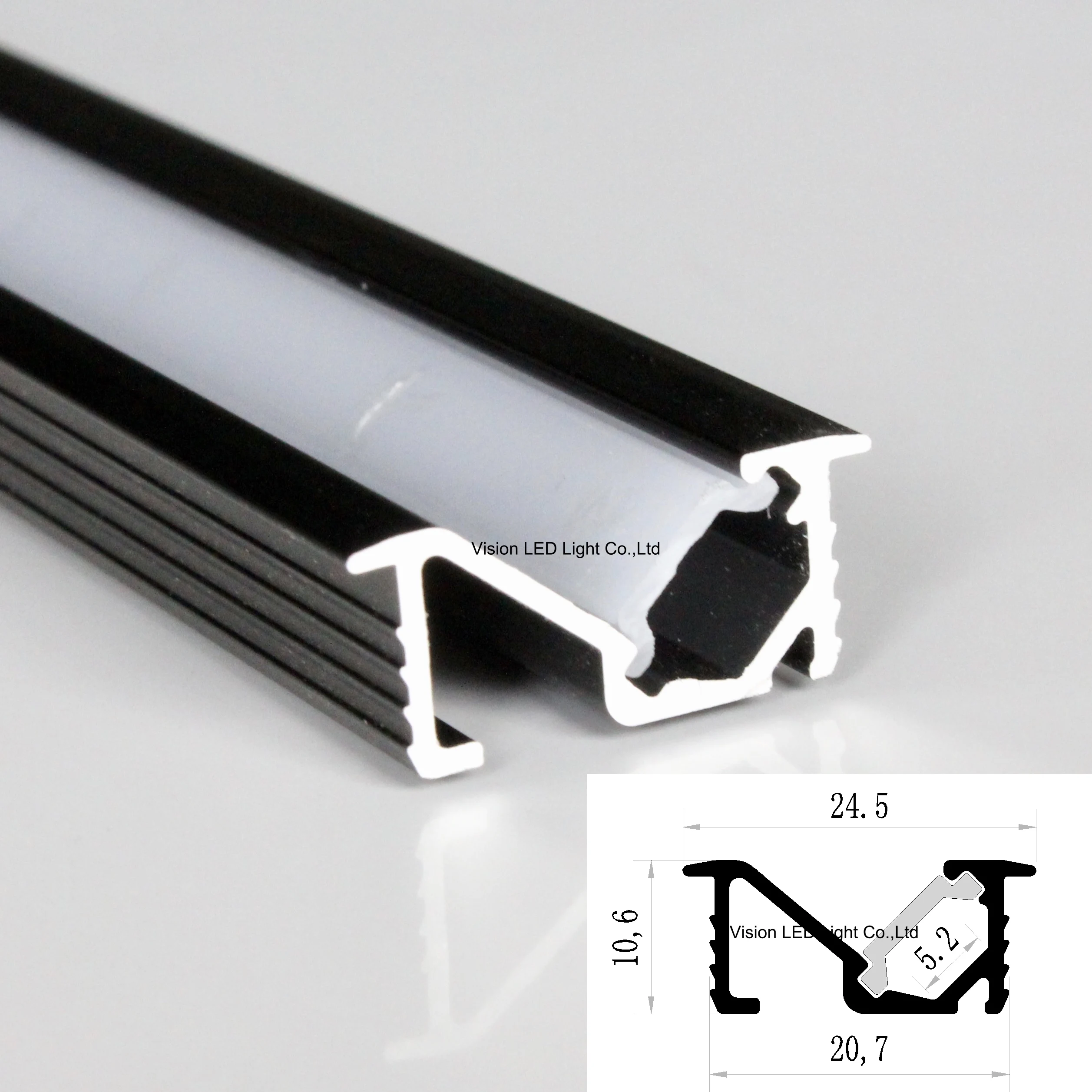 

40m (20pcs) a lot, 2m per piece, black led aluminum channel profile for led strips light with milky diffuse cover