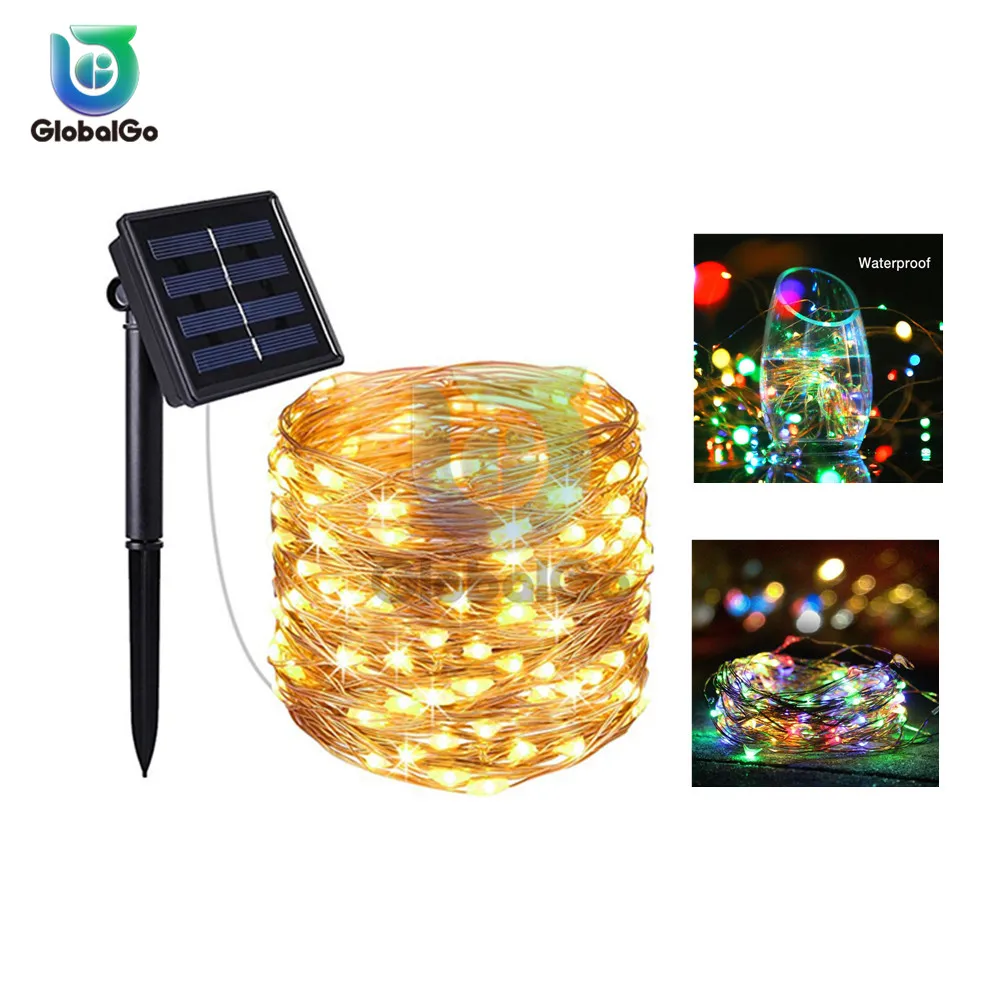 100 LED lampa słoneczna wodoodporna wróżka Garland łańcuch świetlny na zewnątrz wakacje Christmas Party Wedding lampa słoneczna Decor