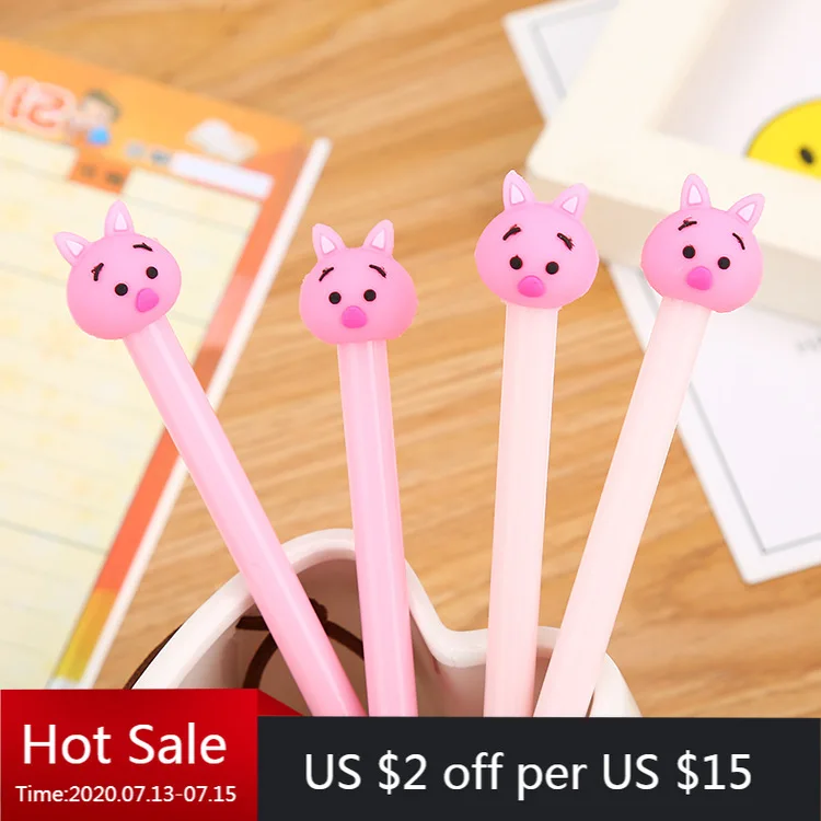 40 pcs Cute Silicone Pet Dog Neutral Pen Creative Cartoon Learning Stationery Water-based Pen Office Signature Pen