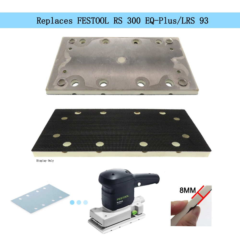 Placa de respaldo de bucle de gancho de doble aislamiento, reemplazo Festool RS 178 eq-plus/LRS 93, amoladora para disco de molienda, 93x300mm, 1/2