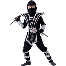 Boy Ninja Costume Boys Silver Dragon Ninja Costumes Superhero Cosplay Jumpsuit With Accessories Halloween Carnival Party Suit