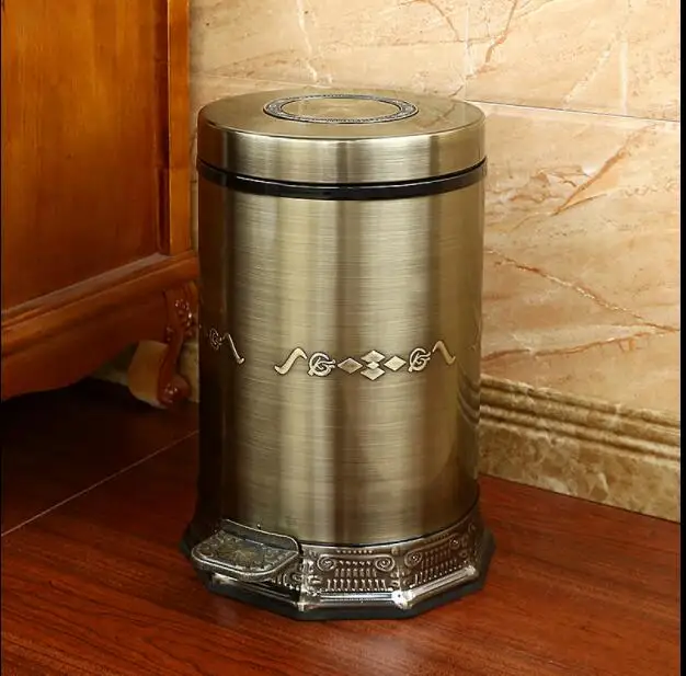 Luxury 6/10L Stainless steel metal trash bins prullenbak can garbage bucket poubelle salle de bain for Wedding decoration LJT040