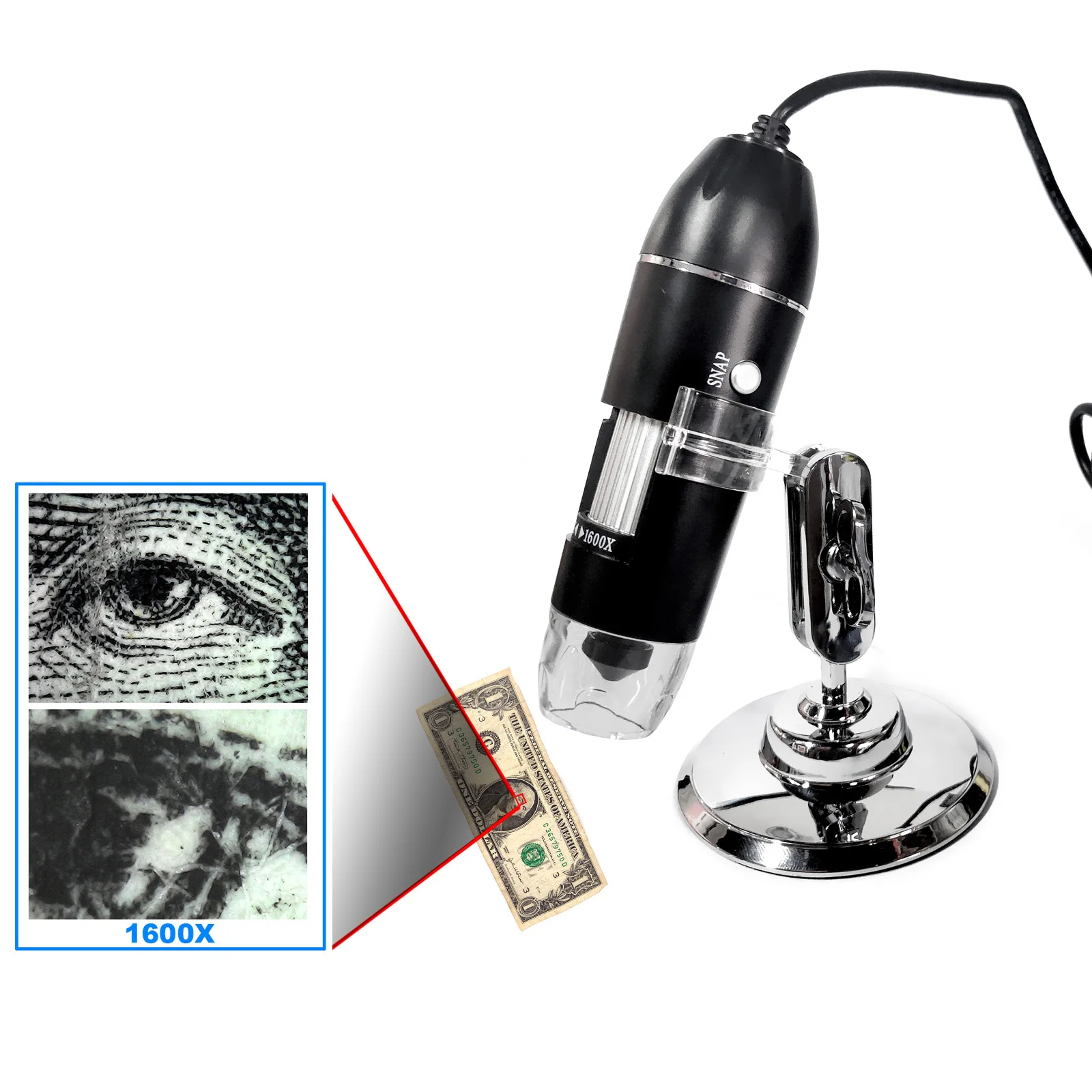 1000x / 1600x LED USB Microscopio digitale endoscopio fotocamera Microscopio per telefono cellulare riparazione capelli pelle moneta diamante
