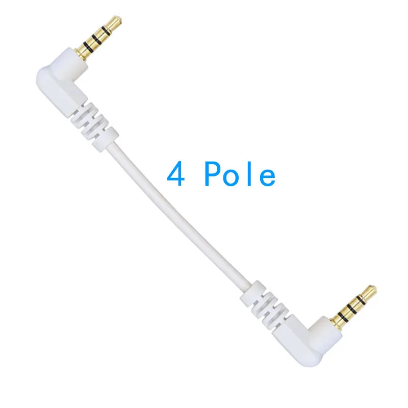 Short 10cm 20cm 3.5mm AUX Cable Male to Stero Audio Cable 90 Degree Two Right Angled 3/4 Pole Gold  for Car MP3/MP4 Audio Cable