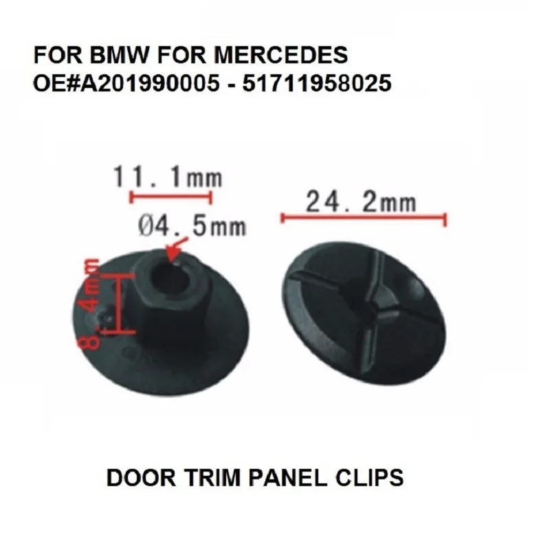 OE#A201990005 - 51711958025 DOOR TRIM PANEL CLIPS FOR BMW FOR MERCEDES WHEEL ARCH LINER / PLASTIC CROSS NUT x10 BLACK NEW