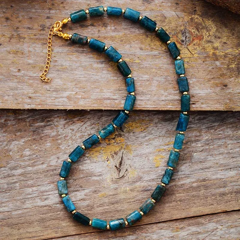 High End Natural Stones Apatite Lariat Chokers Necklace Women Exquisite Beaded Simple Layers Necklace Teengirl OL Jewelry Gifts