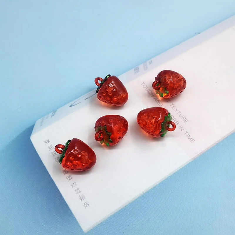 10pcs/lot Resin Red Pink Strawberry Charms Pendant Jewelry Making Simulated Fruit Charm DIY Necklace Earrings Accessories C488-3