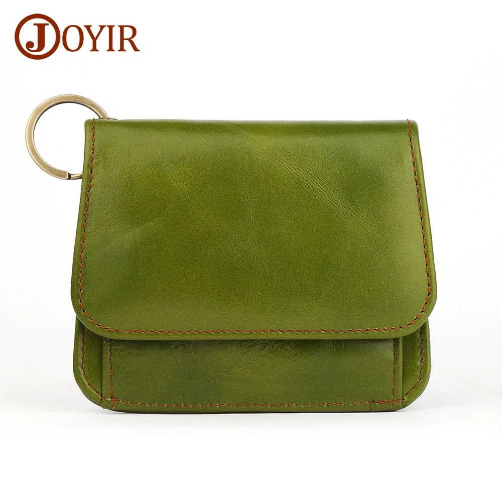 JOYIR Genuine Leather Women  Card Holder Wallet RFID Coin Purse Small Women\'s Purse Creative Designer Cowhide Money Bag Keychain