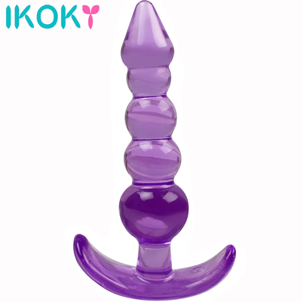 IKOKY Butt Plug Prostate Massager Sex Machine G-spot Silicone Anal Beads Adult Sex Toys For Woman Men Gay Jelly Anal Plug