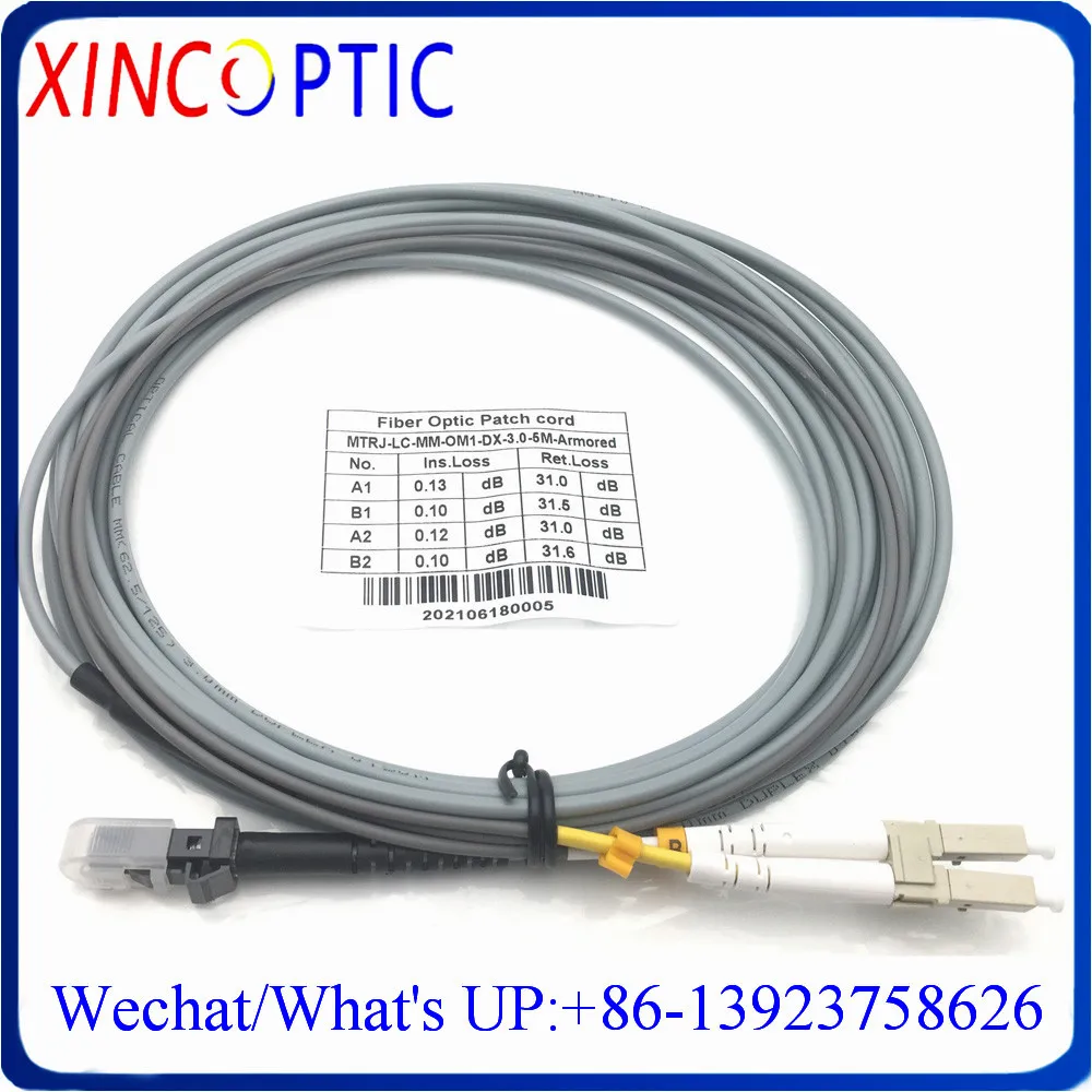 1/2/5/10/15/20M MM OM1 62.5/125 3.0mm Duplex LC-MTRJ Twin Armored Fiber OpticCable,MTRJ to LCPC Fiber Optic Patch Cord Connector