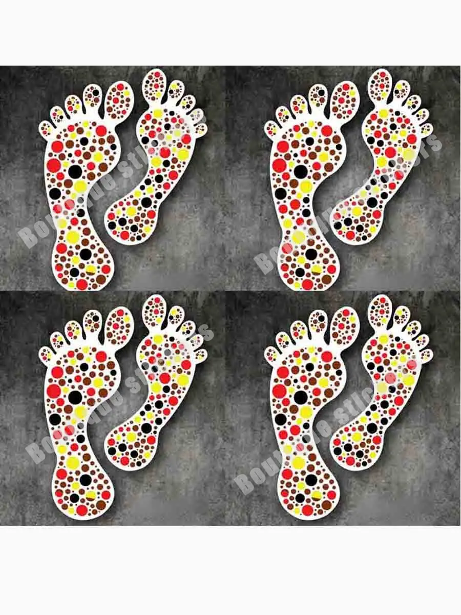 4-piece Set of Aboriginal Decals Footprint Stickers Australia Car Flag Funny Ute Koori Deadly Car Window Body Art Pattern