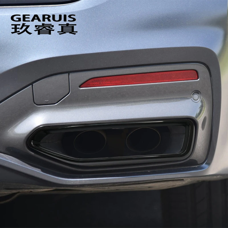 Car Styling For BMW 7 Series G11 G12 Tail Throat Frame Covers Stickers Trim Exhaust Pipe Black Stainless Steel Auto Accessories