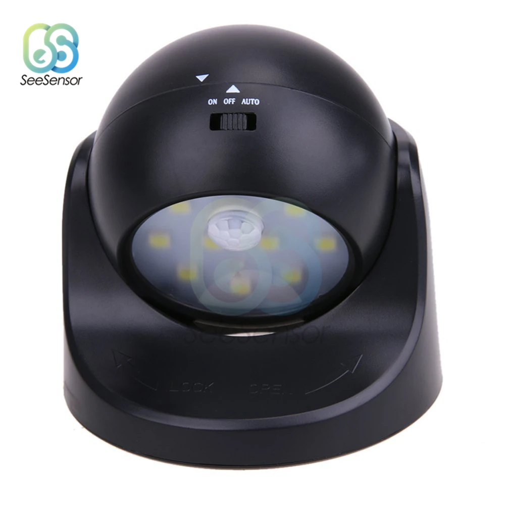 Sensore di movimento PIR luce notturna 9 Led rotazione a 360 gradi rilevatore Wireless luce notturna lampada da parete accensione/spegnimento automatico luce corridoio armadio