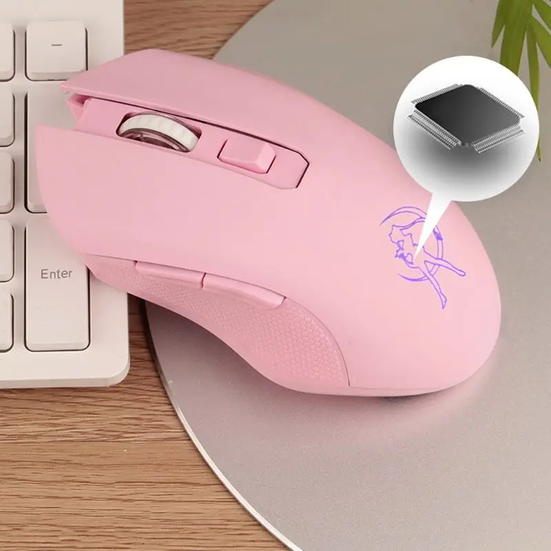 Pink Silent LED Optical Game Mice 1600DPI 2.4G USB Wireless Mouse for PC Laptop 667C