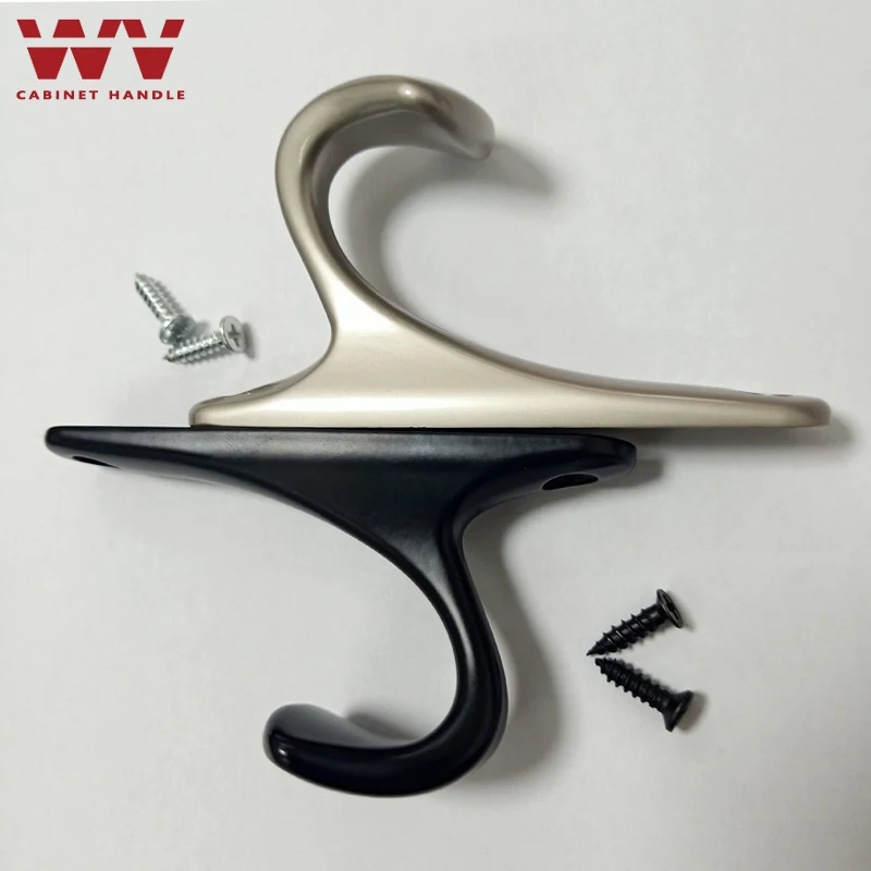 WV Black Bathroom Accessories Coat Hooks Wall Kitchen Cabinet Storage Coat Hanger Cloth Hook Decoration Wall Hook Hardware