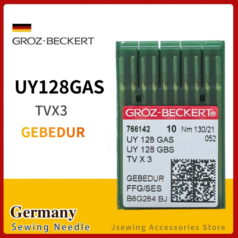 10PCS(1 Pack) UY128GAS Gebedur Heat Proof Titanium Groz-Beckert Needle For Industrial Coverstitch (Flatlock) Sewing Machine TVX3