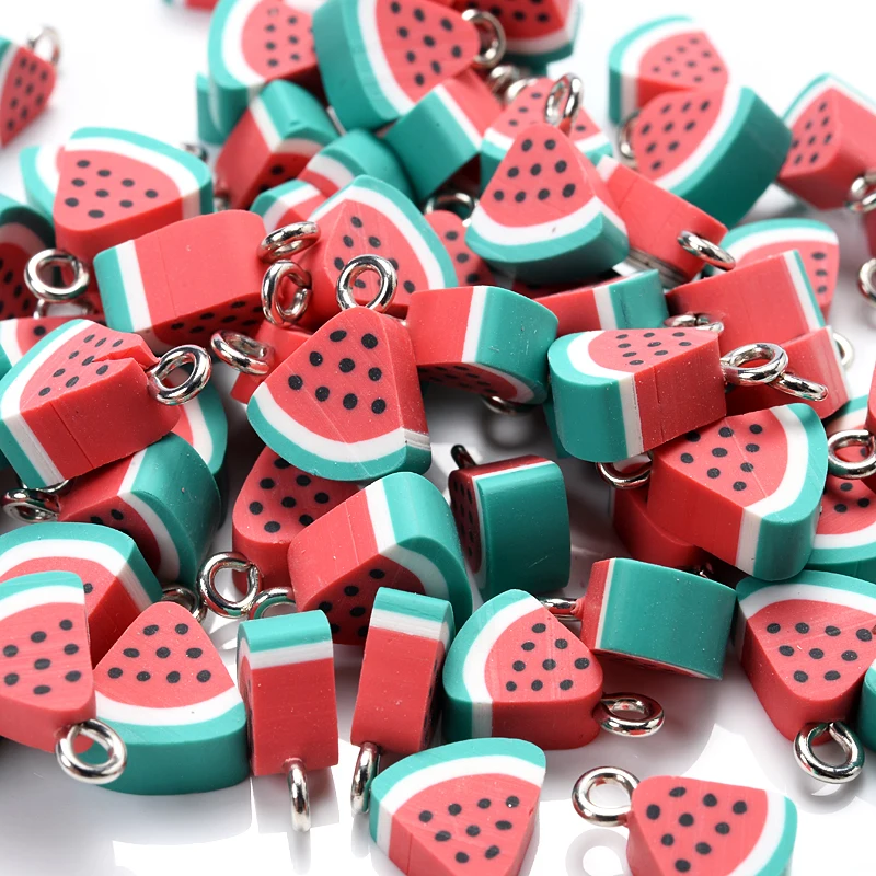 Charm Fruit Shape Polymer Clay Pendants Beads 30Pcs/Lot Polymer Clay Spacer Loose Beads For Necklace DIY Bracelet Accessories