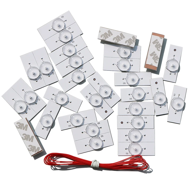 Bande de rétro-éclairage LED 30 pièces, perles de lampe SMD 3V avec filtre à lentille optique pour réparation de téléviseur LED 32-65 pouces (3V avec câble) 100% nouveau