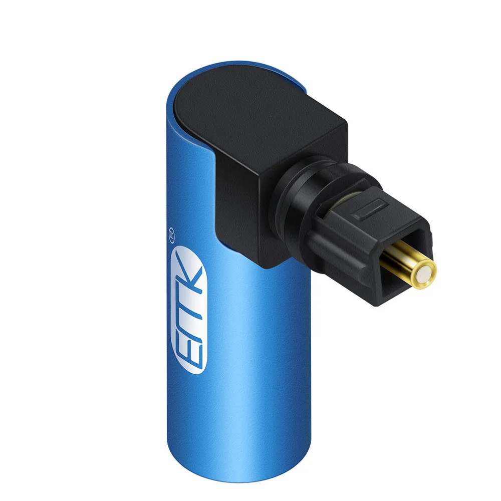 EMK-90 도 광학 오디오 케이블 어댑터, 직각 디지털 SPDIF 토스링크 광학 커넥터, 사운드박스용 360 회전 스위블