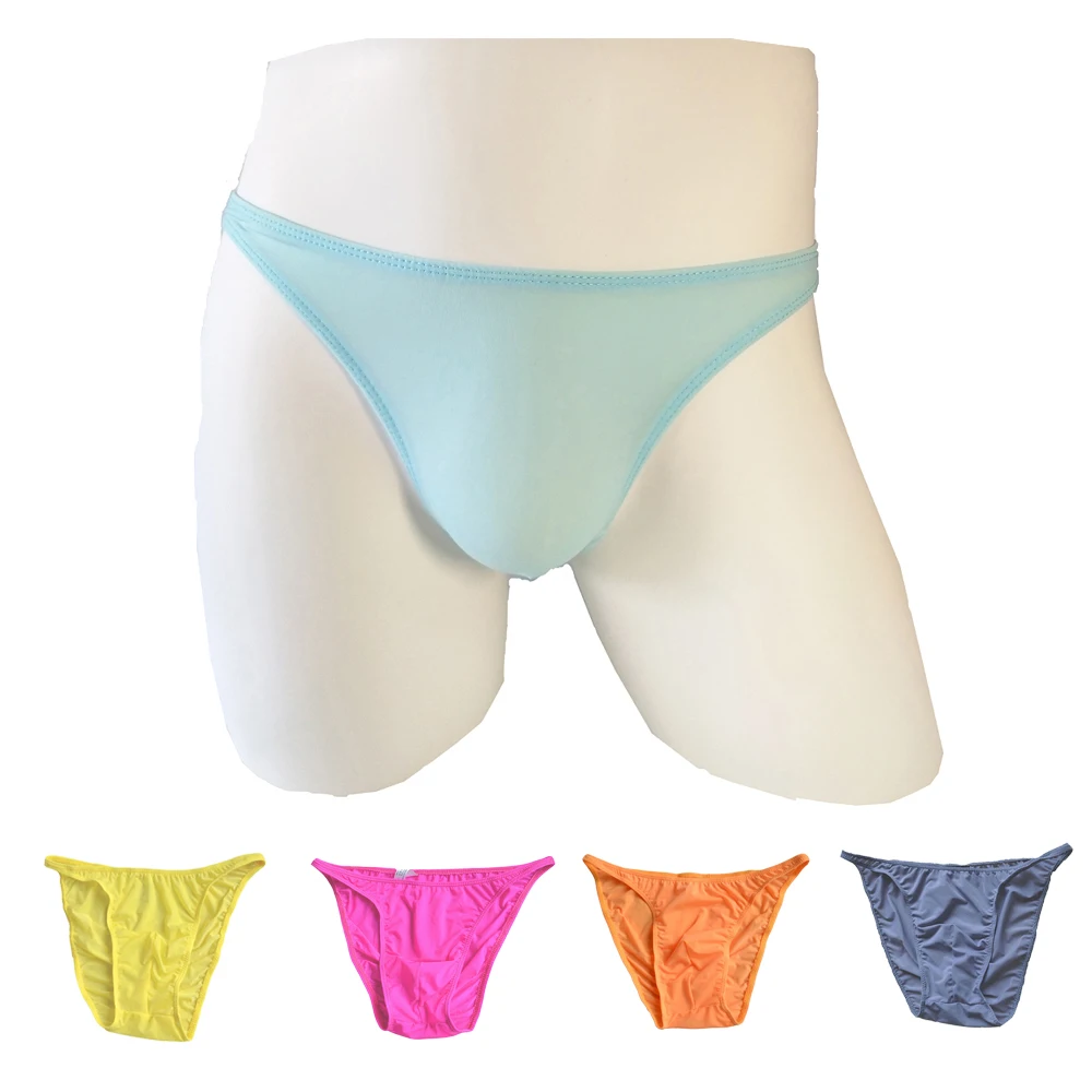 Ice Silk Sexy Underwear Low-Waist Men Panties Fork Viscose Translucent Briefs 12 Colors  ZJH057