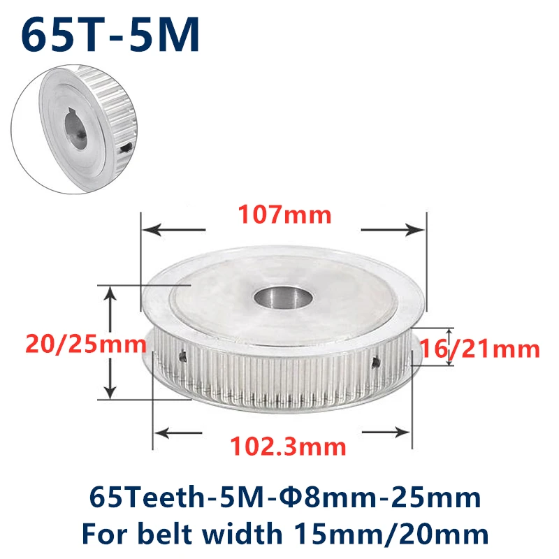 65 Teeth HTD 5M Synchronous Timing Pulley Bore 8/10/12/14/15/16/17/19/20mm for Width 15/20mm HTD5M Gear wheel 65Teeth 65T