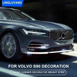 크롬 장식, 볼보 S90 v90 v90cc 2016 2017 2018 2019 2020, 앞 모서리 밝은 스트립, 앞 범퍼 스트립, 자동차 액세서리