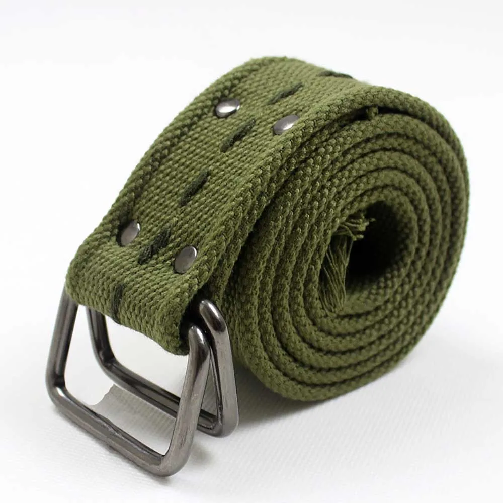 Wideband Belt Double Loop Buckle Military Uniform Canvas Belt men and women Couple Wholesale General Widened Cotton Belt