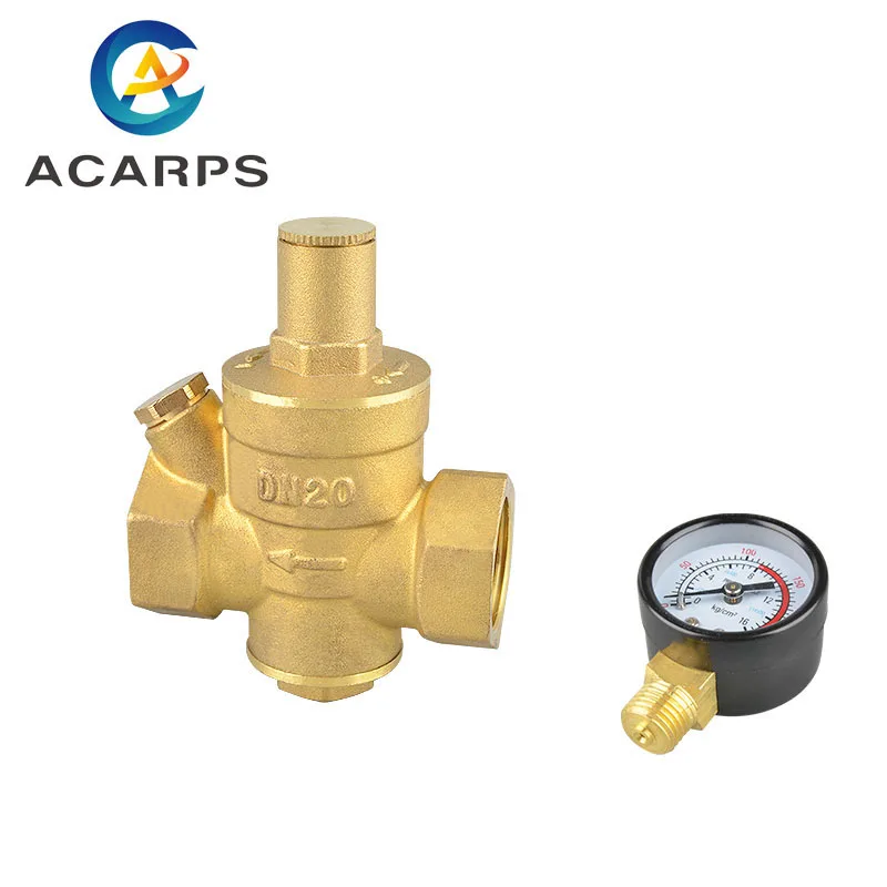 

3/4" Brass Water Pressure Reducing Maintaining Valve Regulator Adjustable Relief Valve Gauge