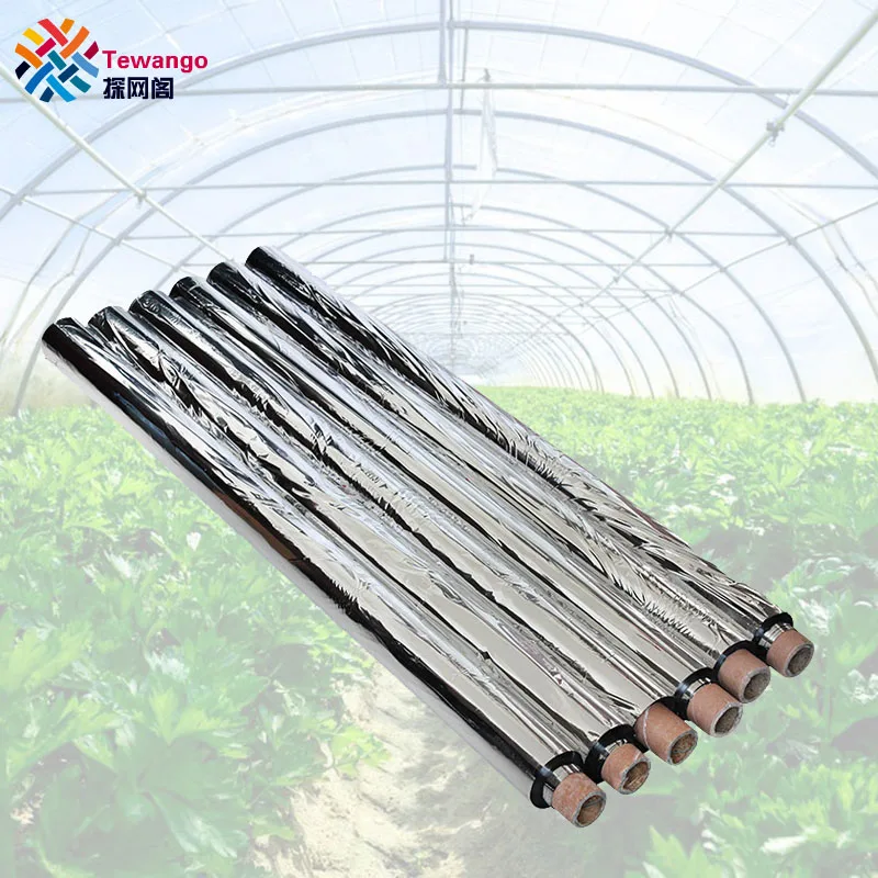 Tewango Reflective Mylar Film Roll Greenhouse Agricultural Double Sides Silver Coated PET Mulch Fruit Promoting Red Warm Blanket