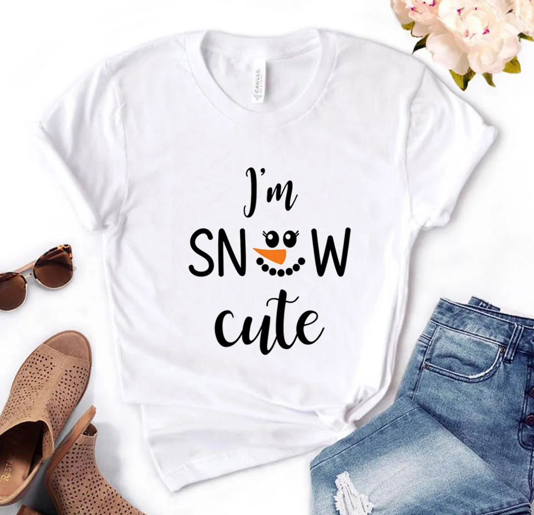 Women Short Sleeve O Neck Loose T-shirt Ladies Summer Causal Tee Shirt Clothes Tops Women T Shirt I'm Snow Cute Print Tshirt